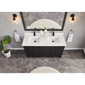 Legion Furniture 60" TRICORN BLACK FINISH SOLID WOOD SINK VANITY WITH 1" ARTIFICIAL STONE TOP WS2512-60-TB