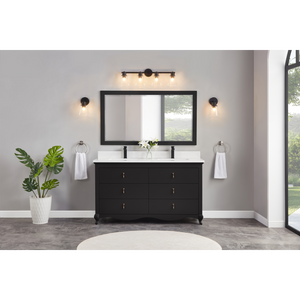 Legion Furniture 60" TRICORN BLACK FINISH SOLID WOOD SINK VANITY WITH 1" ARTIFICIAL STONE TOP WS2512-60-TB