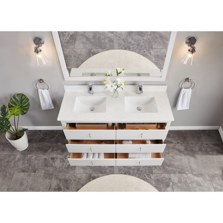 Legion Furniture 60" WHITE FINISH SOLID WOOD SINK VANITY WITH 1" ARTIFICIAL STONE TOP WS2512-60-W