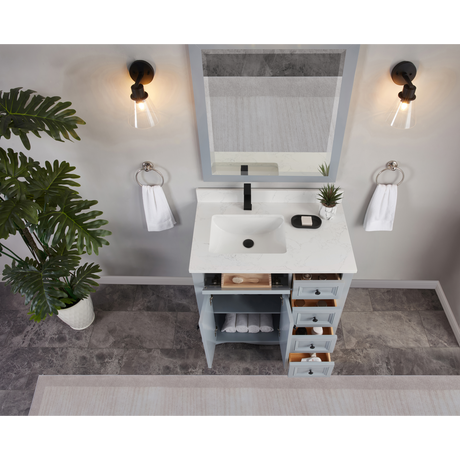 Legion Furniture 36" CADET FINISH SOLID WOOD SINK VANITY  WITH 1' ARTIFICIAL STONE TOP WS2514-36-CD