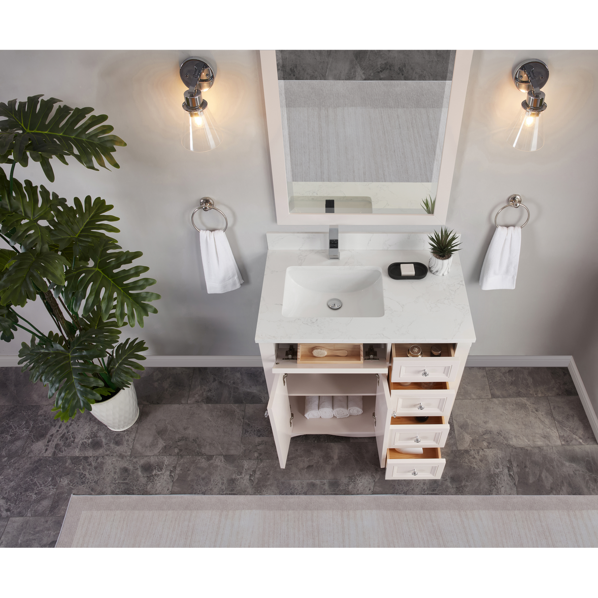 Legion Furniture 36" DREAMY WHITE FINISH SOLID WOOD SINK VANITY WITH 1" ARTIFICIAL STONE TOP WS2514-36-DW