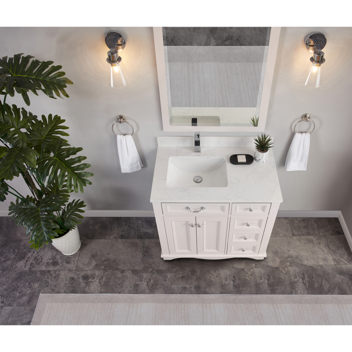 Legion Furniture 36" DREAMY WHITE FINISH SOLID WOOD SINK VANITY WITH 1" ARTIFICIAL STONE TOP WS2514-36-DW