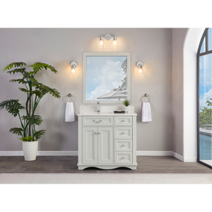 Legion Furniture 36" SILVER STRAND FINISH SOLID WOOD SINK VANITY WITH 1" ARTIFICIAL STONE TOP WS2514-36-SS