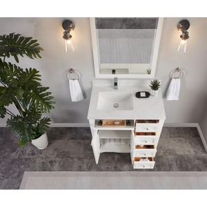 Legion Furniture 36" WHITE FINISH SOLID WOOD SINK VANITY WITH 1" ARTIFICIAL STONE TOP WS2514-36-W