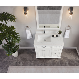Legion Furniture 36" WHITE FINISH SOLID WOOD SINK VANITY WITH 1" ARTIFICIAL STONE TOP WS2514-36-W