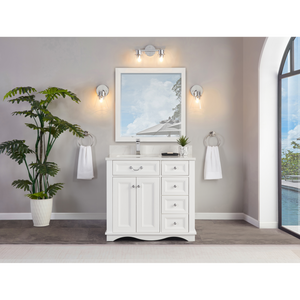 Legion Furniture 36" WHITE FINISH SOLID WOOD SINK VANITY WITH 1" ARTIFICIAL STONE TOP WS2514-36-W