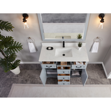 Legion Furniture 48" CADET FINISH SOLID WOOD SINK VANITY  WITH 1' ARTIFICIAL STONE TOP WS2514-48-CD
