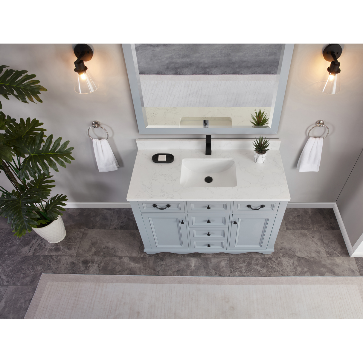 Legion Furniture 48" CADET FINISH SOLID WOOD SINK VANITY  WITH 1' ARTIFICIAL STONE TOP WS2514-48-CD