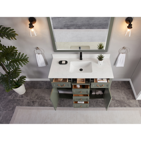 Legion Furniture 48" PEWTER GREEN FINISH SOLID WOOD SINK VANITY  WITH 1' ARTIFICIAL STONE TOP WS2514-48-PG