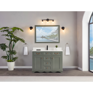 Legion Furniture 48" PEWTER GREEN FINISH SOLID WOOD SINK VANITY  WITH 1' ARTIFICIAL STONE TOP WS2514-48-PG