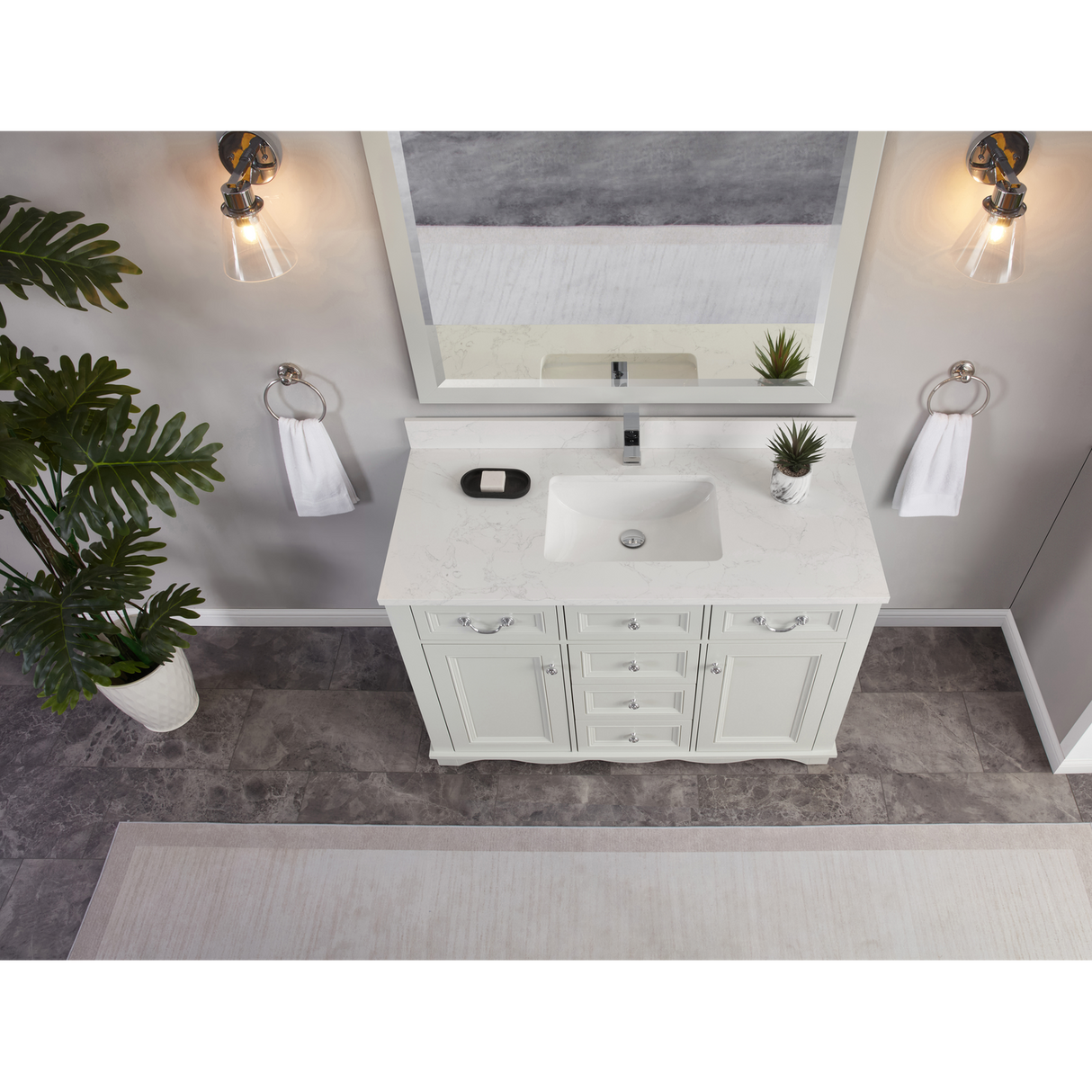 Legion Furniture 48" SILVER STRAND FINISH SOLID WOOD SINK VANITY WITH 1" ARTIFICIAL STONE TOP WS2514-48-SS