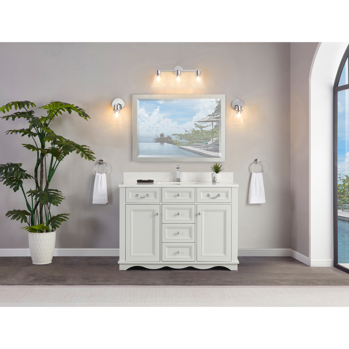 Legion Furniture 48" SILVER STRAND FINISH SOLID WOOD SINK VANITY WITH 1" ARTIFICIAL STONE TOP WS2514-48-SS