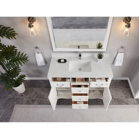 Legion Furniture 48" WHITE FINISH SOLID WOOD SINK VANITY WITH 1" ARTIFICIAL STONE TOP WS2514-48-W