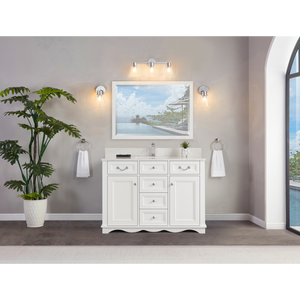 Legion Furniture 48" WHITE FINISH SOLID WOOD SINK VANITY WITH 1" ARTIFICIAL STONE TOP WS2514-48-W