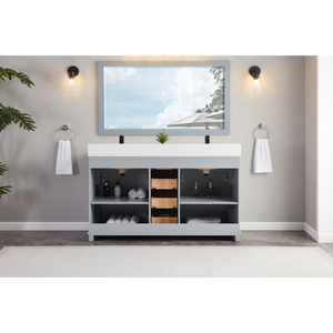 Legion Furniture 60" CADET FINISH SOLID WOOD SINK VANITY  WITH 1' ARTIFICIAL STONE TOP WS2514-60-CD