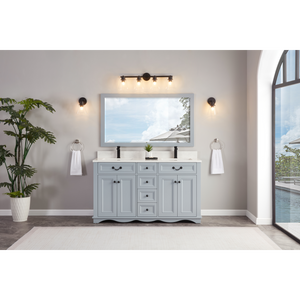 Legion Furniture 60" CADET FINISH SOLID WOOD SINK VANITY  WITH 1' ARTIFICIAL STONE TOP WS2514-60-CD