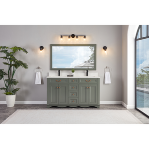 Legion Furniture 60" PEWTER GREEN FINISH SOLID WOOD SINK VANITY  WITH 1' ARTIFICIAL STONE TOP WS2514-60-PG