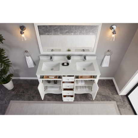 Legion Furniture 60" WHITE FINISH SOLID WOOD SINK VANITY WITH 1" ARTIFICIAL STONE TOP WS2514-60-W