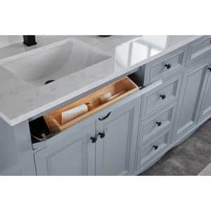 Legion Furniture 72" CADET FINISH SOLID WOOD SINK VANITY  WITH 1' ARTIFICIAL STONE TOP WS2514-72-CD