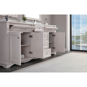 Legion Furniture 72" DREAMY WHITE FINISH SOLID WOOD SINK VANITY  WITH 1' ARTIFICIAL STONE TOP WS2514-72-DW