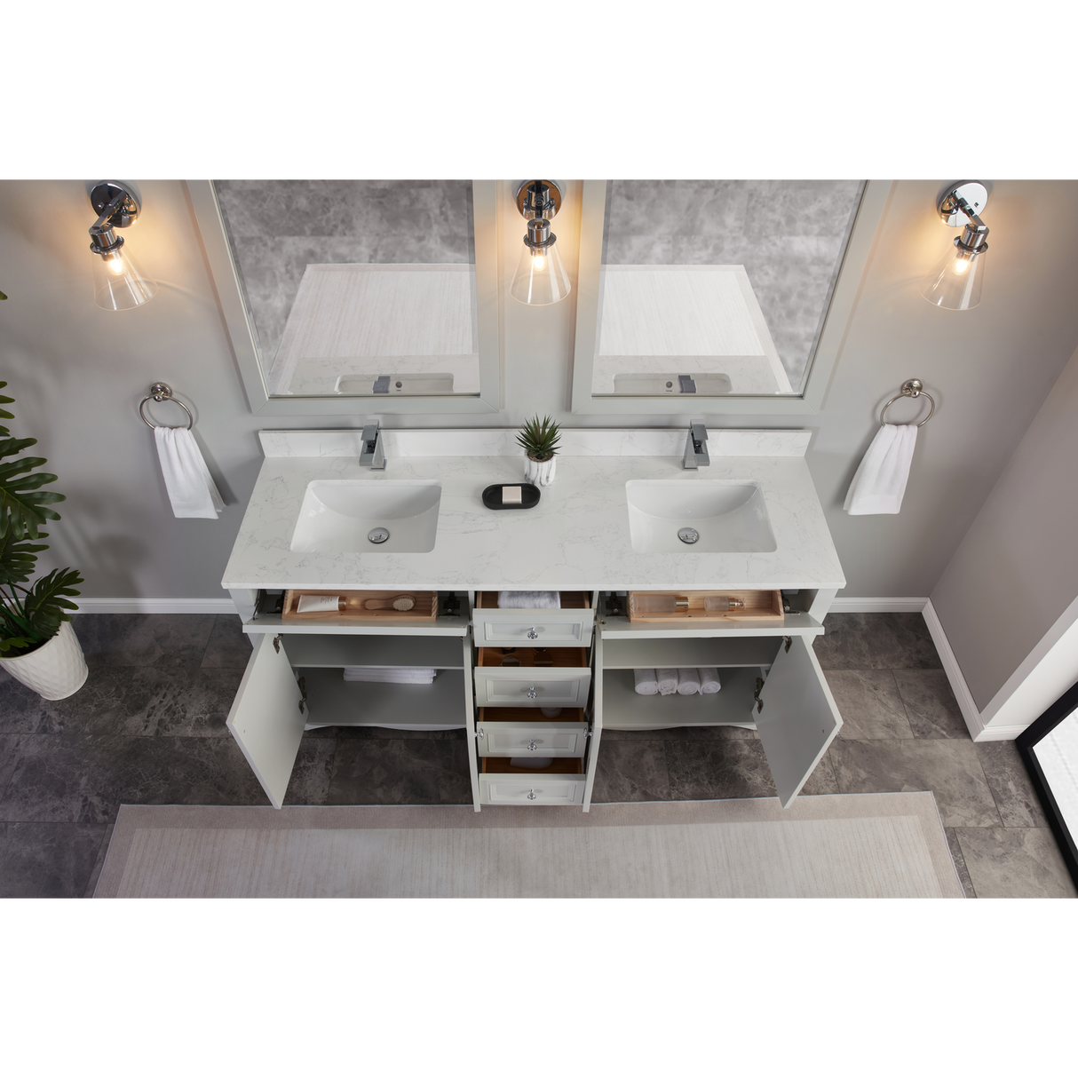 Legion Furniture 72" SILVER STRAND FINISH SOLID WOOD SINK VANITY  WITH 1' ARTIFICIAL STONE TOP WS2514-72-SS
