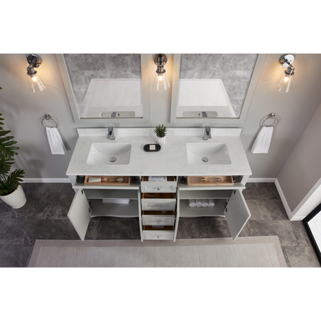 Legion Furniture 72" SILVER STRAND FINISH SOLID WOOD SINK VANITY  WITH 1' ARTIFICIAL STONE TOP WS2514-72-SS