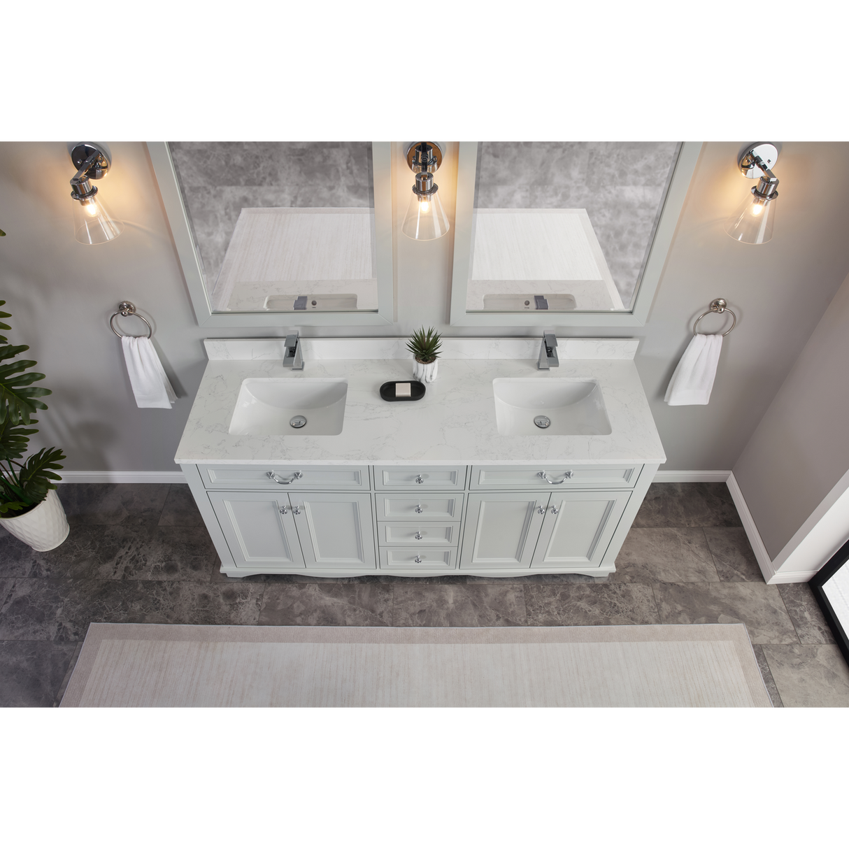 Legion Furniture 72" SILVER STRAND FINISH SOLID WOOD SINK VANITY  WITH 1' ARTIFICIAL STONE TOP WS2514-72-SS