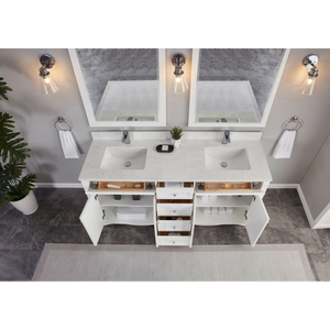 Legion Furniture 72" WHITE FINISH SOLID WOOD SINK VANITY WITH 1" ARTIFICIAL STONE TOP WS2514-72-W