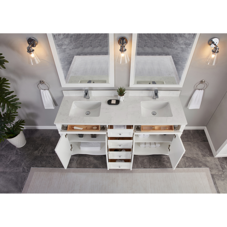 Legion Furniture 72" WHITE FINISH SOLID WOOD SINK VANITY WITH 1" ARTIFICIAL STONE TOP WS2514-72-W