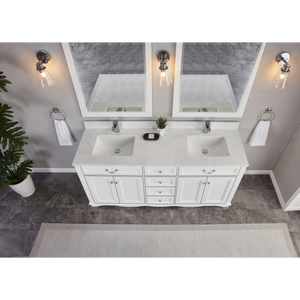 Legion Furniture 72" WHITE FINISH SOLID WOOD SINK VANITY WITH 1" ARTIFICIAL STONE TOP WS2514-72-W