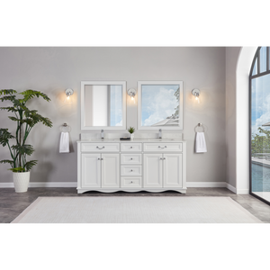 Legion Furniture 72" WHITE FINISH SOLID WOOD SINK VANITY WITH 1" ARTIFICIAL STONE TOP WS2514-72-W
