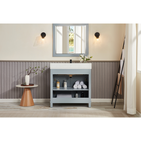 Legion Furniture 36" CADET FINISH SOLID WOOD SINK VANITY  WITH 1' ARTIFICIAL STONE TOP WS2515-36-CD