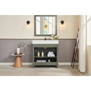 Legion Furniture 36" PEWTER GREEN FINISH SOLID WOOD SINK VANITY  WITH 1' ARTIFICIAL STONE TOP WS2515-36-PG