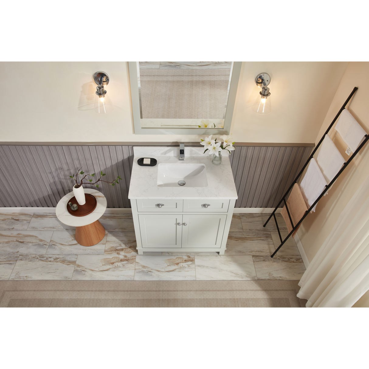 Legion Furniture 36" SILVER STRAND FINISH SOLID WOOD SINK VANITY WITH 1" ARTIFICIAL STONE TOP WS2515-36-SS