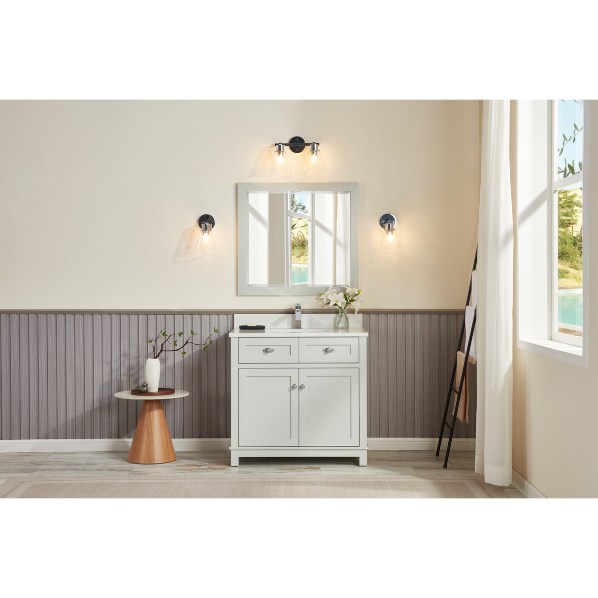 Legion Furniture 36" SILVER STRAND FINISH SOLID WOOD SINK VANITY WITH 1" ARTIFICIAL STONE TOP WS2515-36-SS