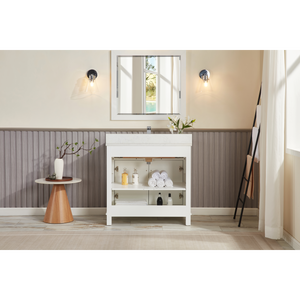 Legion Furniture 36" WHITE FINISH SOLID WOOD SINK VANITY WITH 1" ARTIFICIAL STONE TOP WS2515-36-W