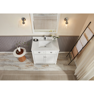 Legion Furniture 36" WHITE FINISH SOLID WOOD SINK VANITY WITH 1" ARTIFICIAL STONE TOP WS2515-36-W