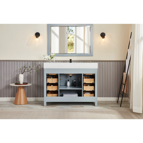 Legion Furniture 48" CADET FINISH SOLID WOOD SINK VANITY  WITH 1' ARTIFICIAL STONE TOP WS2515-48-CD