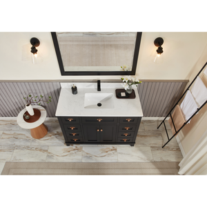 Legion Furniture 48" TRICORN BLACK FINISH SOLID WOOD SINK VANITY  WITH 1' ARTIFICIAL STONE TOP WS2515-48-TB