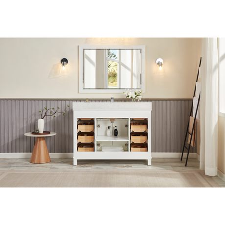 Legion Furniture 48" WHITE FINISH SOLID WOOD SINK VANITY WITH 1" ARTIFICIAL STONE TOP WS2515-48-W