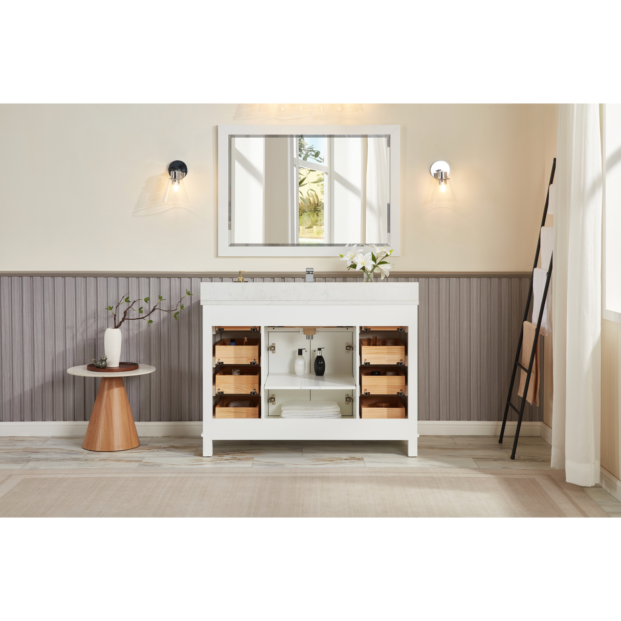 Legion Furniture 48" SILVER STRAND FINISH SOLID WOOD SINK VANITY WITH 1" ARTIFICIAL STONE TOP WS2515-48-SS