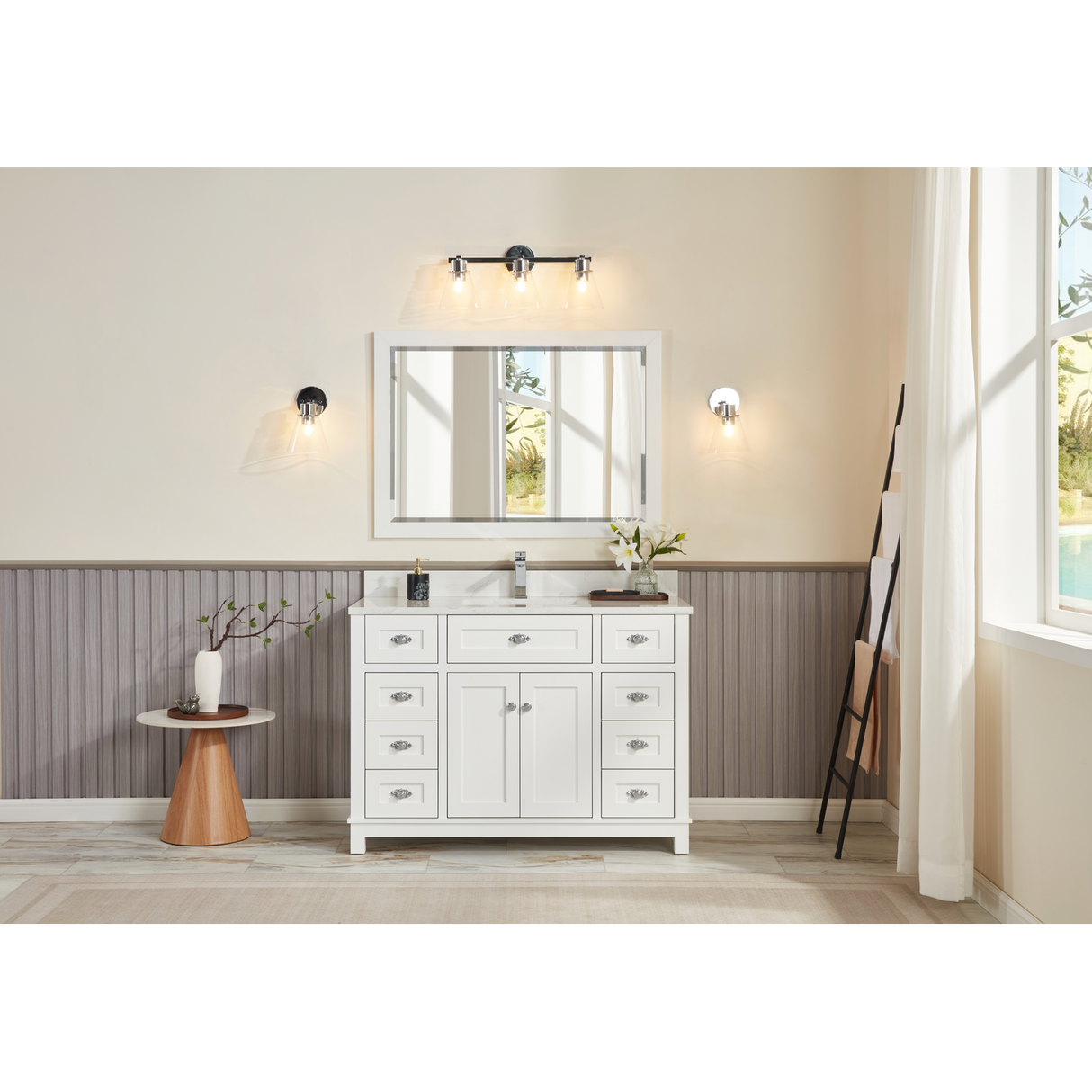 Legion Furniture 48" WHITE FINISH SOLID WOOD SINK VANITY WITH 1" ARTIFICIAL STONE TOP WS2515-48-W