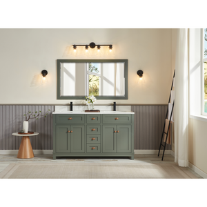 Legion Furniture 60" PEWTER GREEN FINISH SOLID WOOD SINK VANITY  WITH 1' ARTIFICIAL STONE TOP WS2515-60-PG
