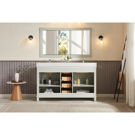 Legion Furniture 60" SILVER STRAND FINISH SOLID WOOD SINK VANITY WITH 1" ARTIFICIAL STONE TOP WS2515-60-SS