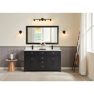 Legion Furniture 60" TRICORN BLACK FINISH SOLID WOOD SINK VANITY  WITH 1' ARTIFICIAL STONE TOP WS2515-60-TB