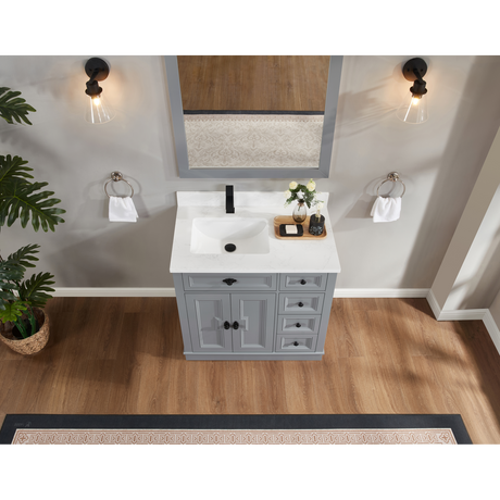 Legion Furniture 36" CADET FINISH SOLID WOOD SINK VANITY  WITH 1' ARTIFICIAL STONE TOP WS2516-36-CD