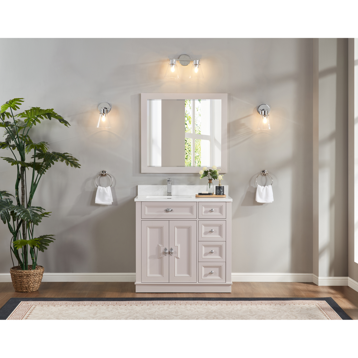 Legion Furniture 36" DREAMY WHITE FINISH SOLID WOOD SINK VANITY  WITH 1' ARTIFICIAL STONE TOP WS2516-36-DW