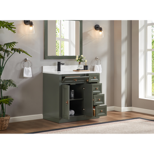 Legion Furniture 36" PEWTER GREEN FINISH SOLID WOOD SINK VANITY  WITH 1' ARTIFICIAL STONE TOP WS2516-36-PG
