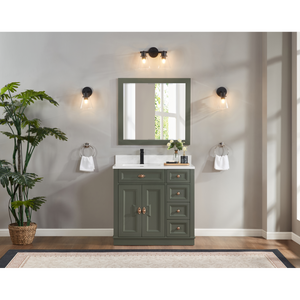 Legion Furniture 36" PEWTER GREEN FINISH SOLID WOOD SINK VANITY  WITH 1' ARTIFICIAL STONE TOP WS2516-36-PG