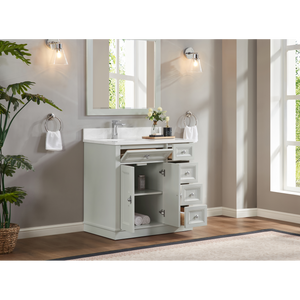 Legion Furniture 36" SILVER STRAND FINISH SOLID WOOD SINK VANITY WITH 1" ARTIFICIAL STONE TOP WS2516-36-SS